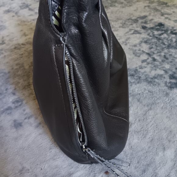 VTG Brighton Dark Gray Stud Leather Shoulder Hobo Bag W/Big Side Charm E736182 - Picture 7 of 12